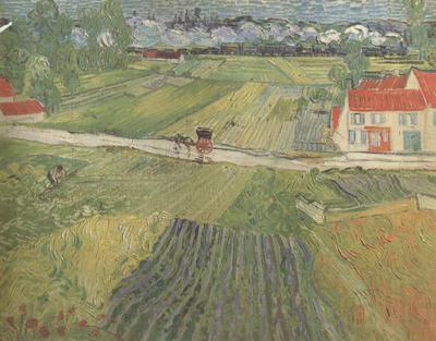 Vincent Van Gogh Landscape wiith Carriage and Train in the Background (nn04) Norge oil painting art